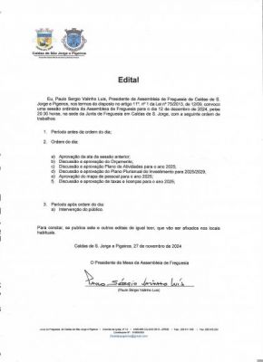 Assembleia de Freguesia de 12 Dezembro 2024